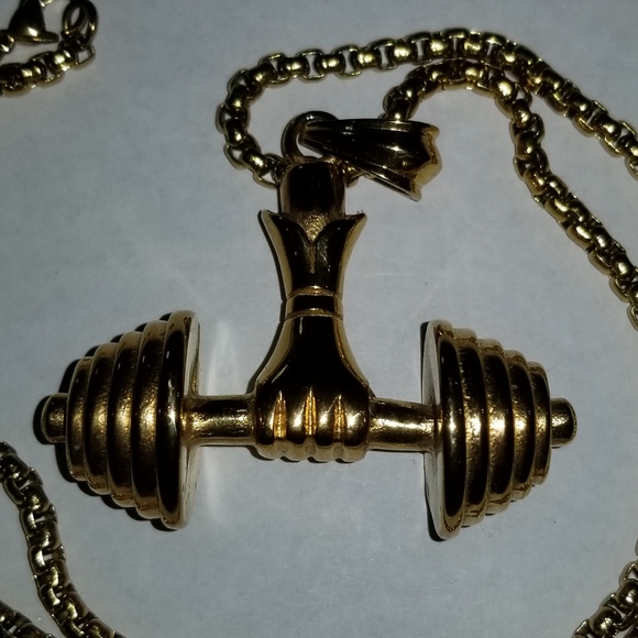 Necklace Heavy Gold Tone Chain Muscle Bodybuilder - Picture 2 of 7